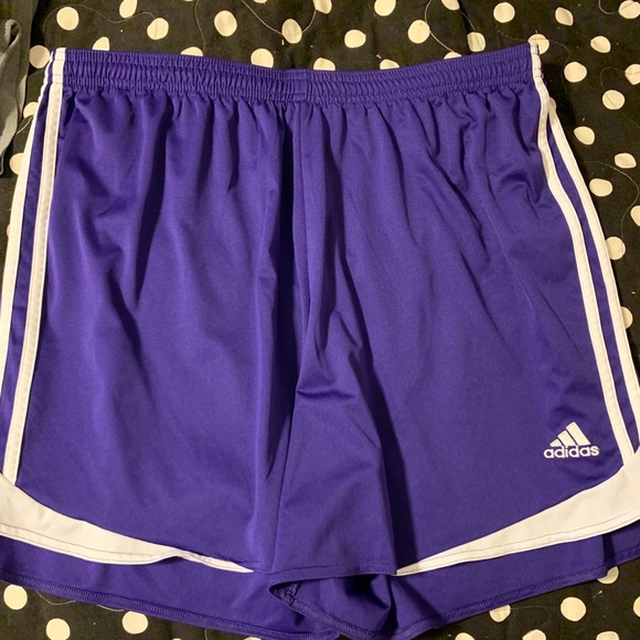 purple adidas soccer shorts